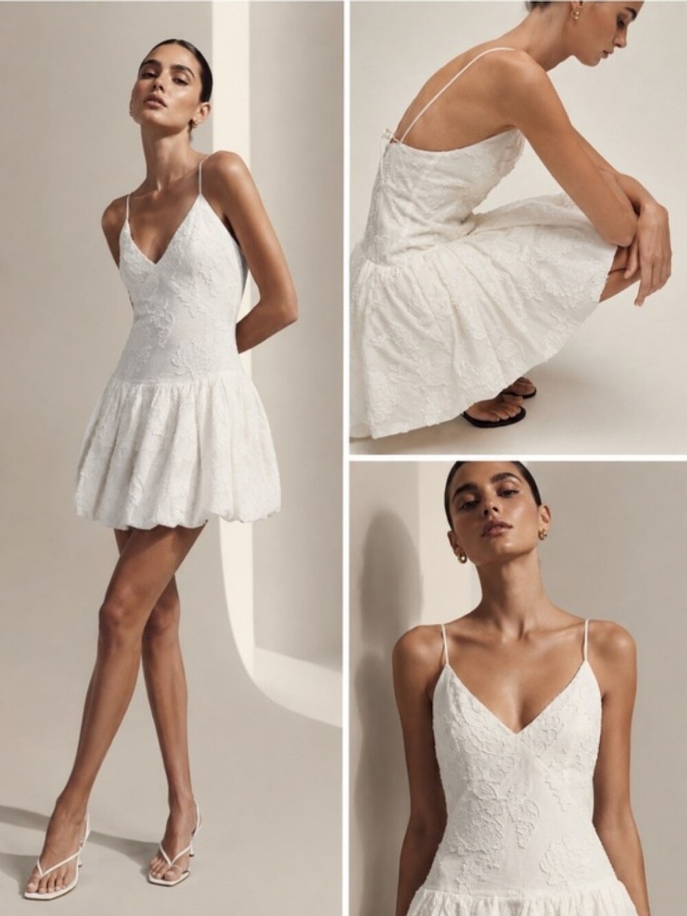 NWT Caroline Constas White Jacquard Balloon Mini Dress - Picture 9 of 9